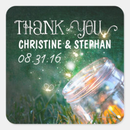 Nachtleuchten, die auf Glas Hochzeitsaufklebern Quadratischer Aufkleber