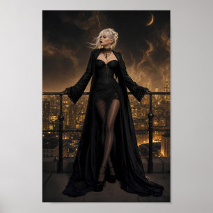 Nächtliche Gothic-Eleganz Skyline Poster