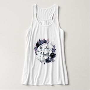 Nächtlicher Floraler Aquarell-Kranz Brautjungfer Tank Top