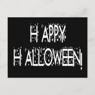 nächtlicher Happy Halloween Text Postkarte