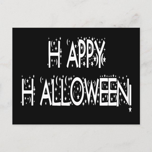 nächtlicher Happy Halloween Text Postkarte (Vorderseite)