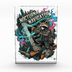 Nächtlicher Navigator Waschbär Langarmshirt Fotoblock