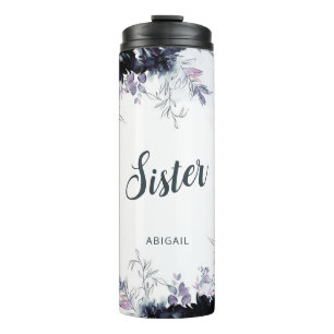 Nächtliches florales Aquarell personalisierte Schw Thermosbecher
