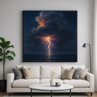 Nächtliches Gewitter - Pastellmalerei Seestück