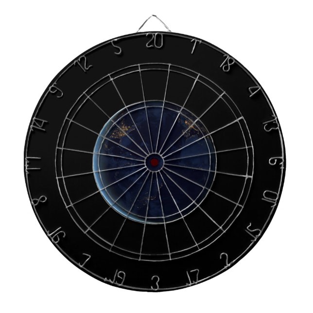 Nachtlicht auf der Erde (Western Hemisphäre) Dartscheibe (vorne)