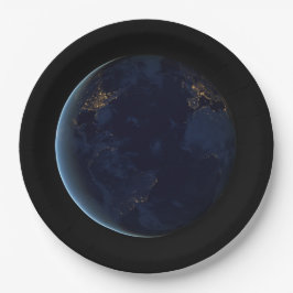 Nachtlicht auf der Erde (Western Hemisphäre) Pappteller