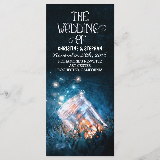 Nachtlicht Glühwürmchen mason jar Hochzeitsprogram Programm (Vorderseite)