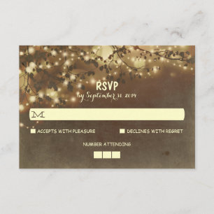 Nachtlicht Rustikale Hochzeitskarten RSVP Karte