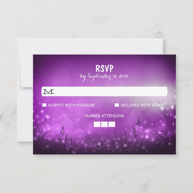 Nachtlicht Rustikale Hochzeitskarten RSVP Karte (Vorderseite)