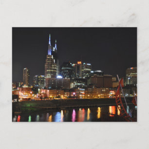 Nachtlichtreflektionen Nashville, Tn - Postkarte