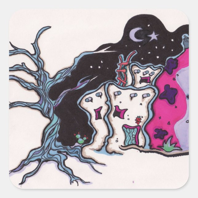 Nachtlokal Quadratischer Aufkleber (Vorderseite)