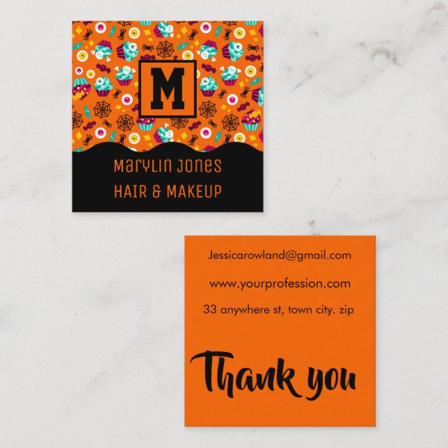 NACHTMARE TRICK ODER BEHANDLUNG HALLOWEEN QUADRATISCHE VISITENKARTE (Vorne/Hinten)