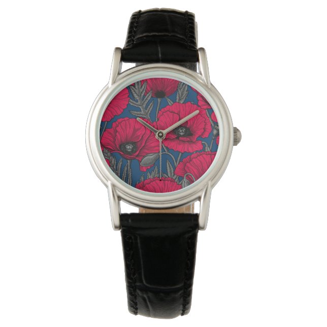 Nachtmohngarten Armbanduhr (Vorderseite)
