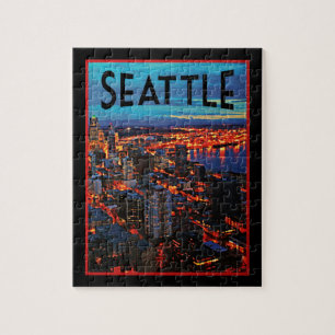 Nachtpanorama von Seattle Puzzle