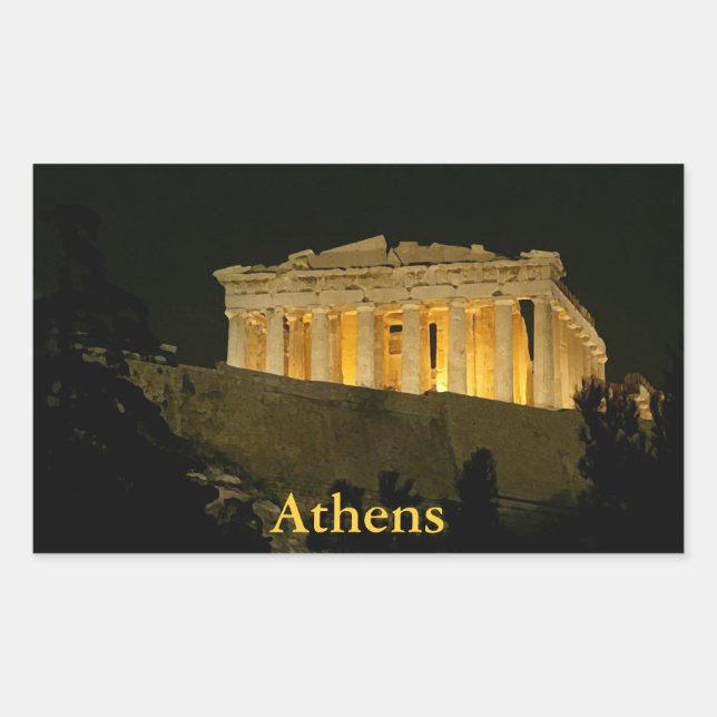 Nachtparthenon Rechteckiger Aufkleber (Vorderseite)