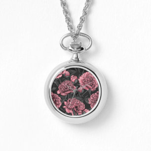 Nachtponygarten in Rosa und Grau Armbanduhr