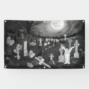 Nachts am Friedhof - Engel mit dem Teufel Banner