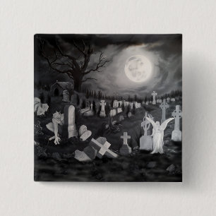 Nachts am Friedhof - Engel mit dem Teufel Button