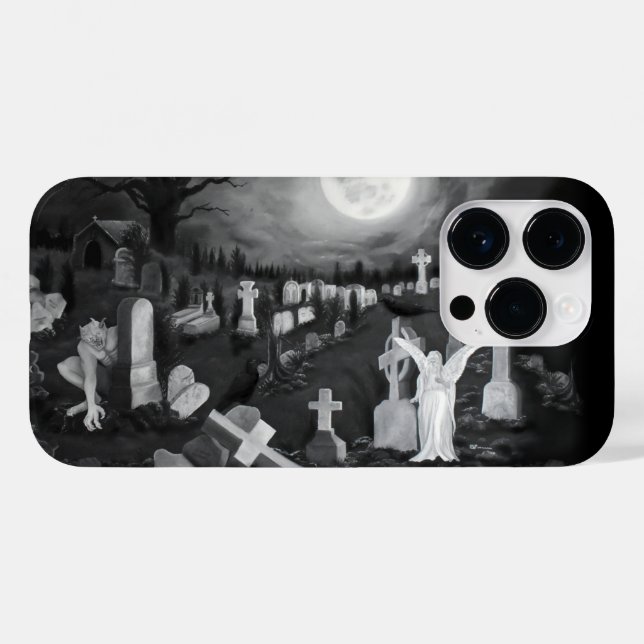 Nachts am Friedhof - Engel mit dem Teufel Case-Mate iPhone Hülle (Rückseite (Horizontal))