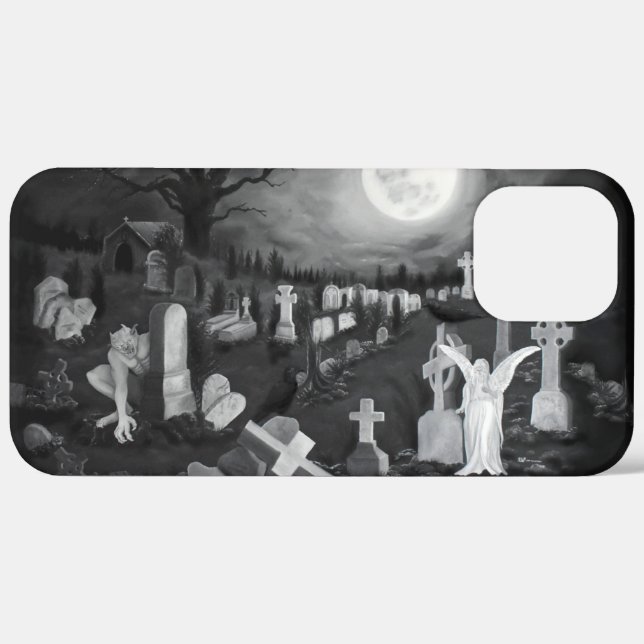 Nachts am Friedhof - Engel mit dem Teufel Case-Mate iPhone Hülle (Hinten (horizontal))