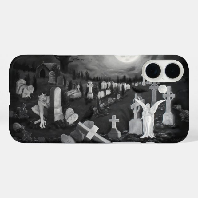 Nachts am Friedhof - Engel mit dem Teufel Case-Mate iPhone Hülle (Rückseite (Horizontal))
