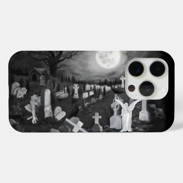 Nachts am Friedhof - Engel mit dem Teufel Case-Mate iPhone Hülle (Rückseite (Horizontal))