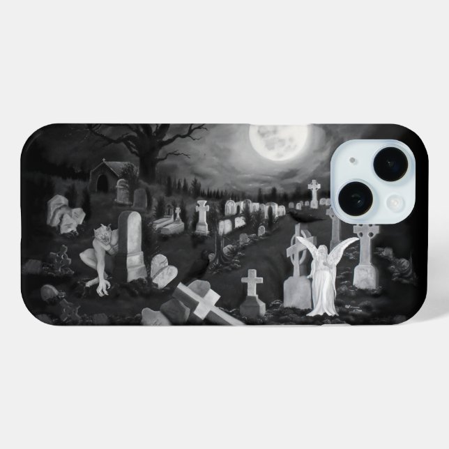 Nachts am Friedhof - Engel mit dem Teufel Case-Mate iPhone Hülle (Rückseite (Horizontal))