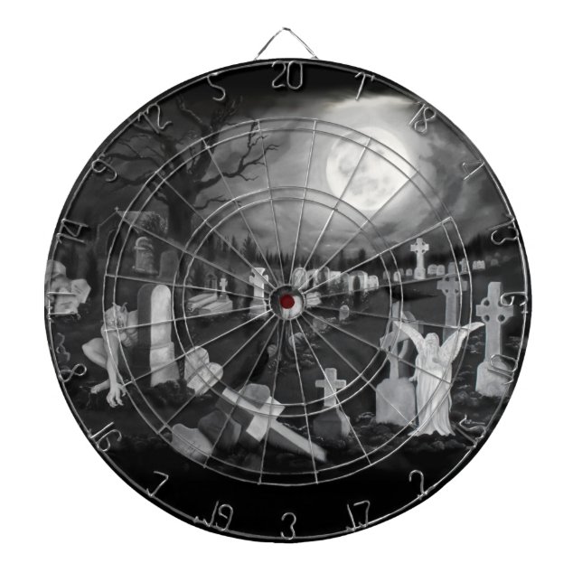 Nachts am Friedhof - Engel mit dem Teufel Dartscheibe (vorne)