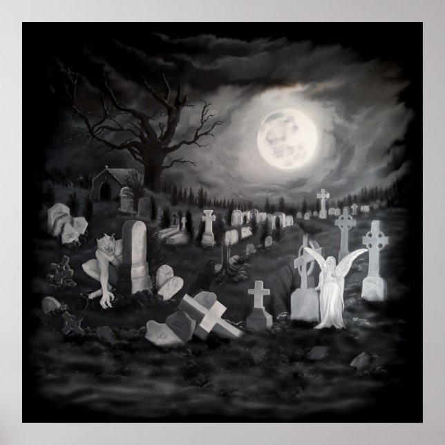 Nachts am Friedhof - Engel mit dem Teufel Poster (Vorne)