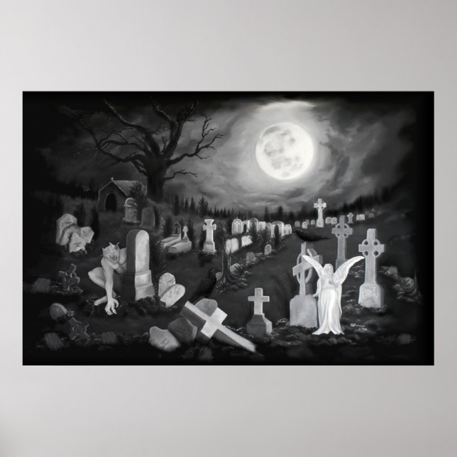Nachts am Friedhof - Engel mit dem Teufel Poster (Vorne)