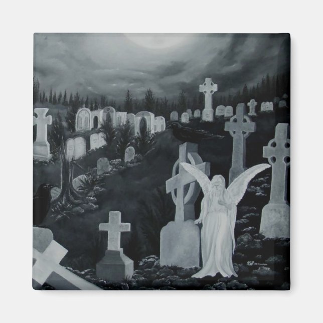 Nachts auf dem Friedhof - Engel Magnet (Vorne)