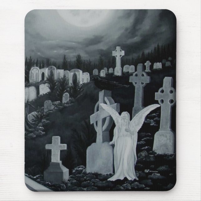 Nachts auf dem Friedhof - Engel Mousepad (Vorne)