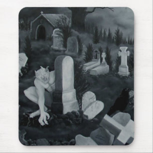 Nachts auf dem Friedhof - Teufel Mousepad