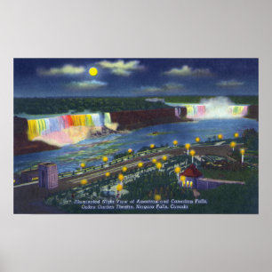 Nachts Aussicht auf das Oakes Garden Theater und Poster