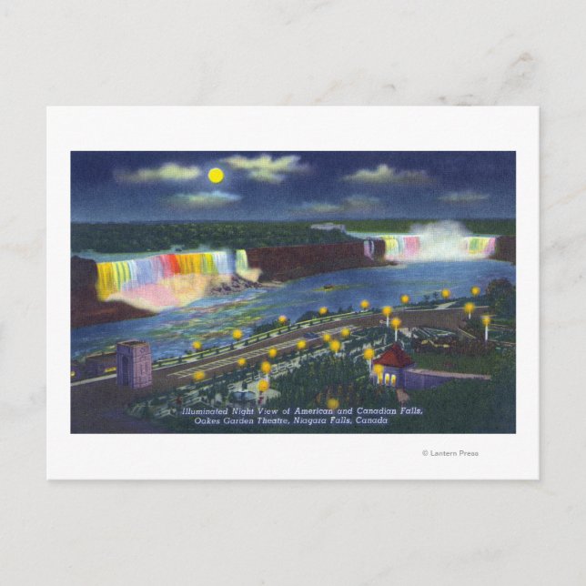 Nachts Aussicht auf das Oakes Garden Theater und Postkarte (Vorderseite)