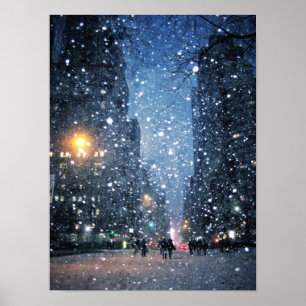 Nachts City Snowfall Poster