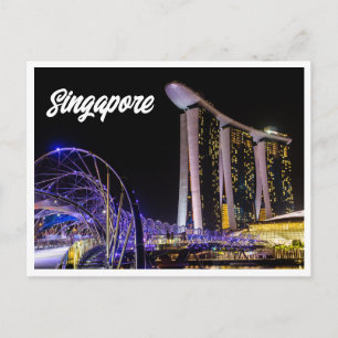 Nachts Foto Singapur Postkarte