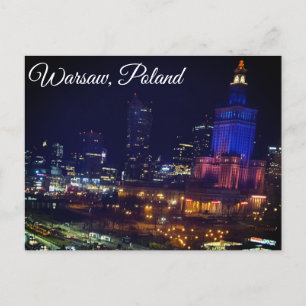 Nachts-Fotografie: Warschauer Stadt Postkarte