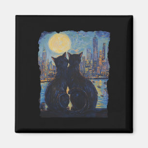 Nachts in New York: Van Gogh Cat for Cat Lov Magnet