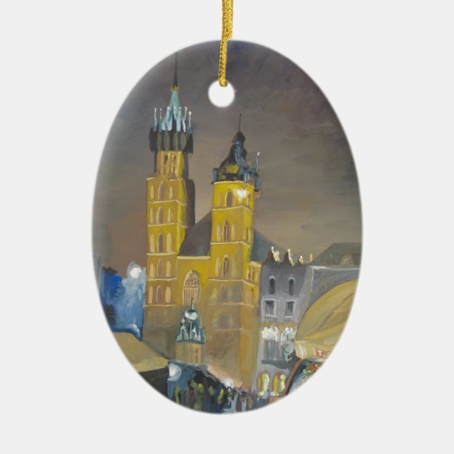 Nachts Krakau Keramik Ornament (Vorne)