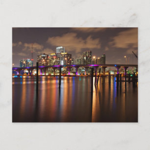 Nachts Miami Skyline - Postkarte