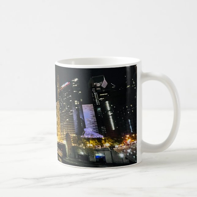 Nachts Skyline, Chicago, Illinois Kaffeetasse (Rechts)