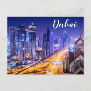 Nachts Skyline Dubai Vereinigte Arabische Emirate Postkarte