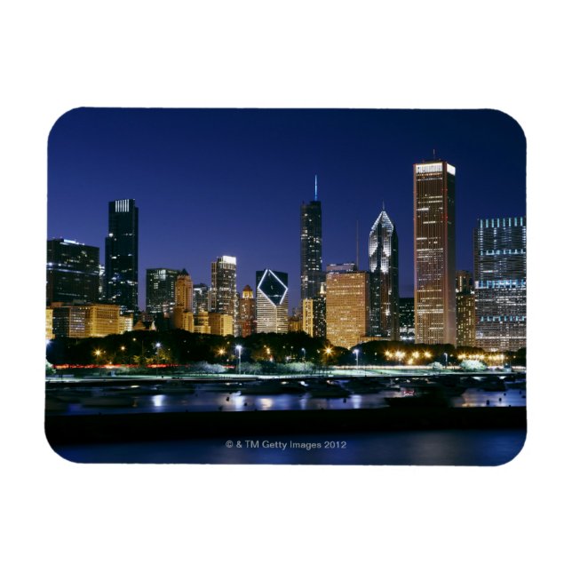 Nachts Skyline von Downtown Chicago Magnet (Horizontal)