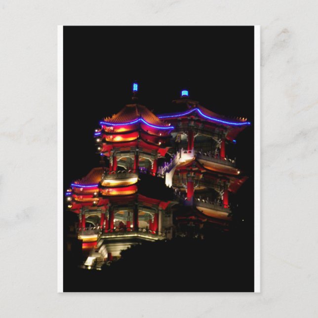 Nachts Tempel Postkarte (Vorderseite)