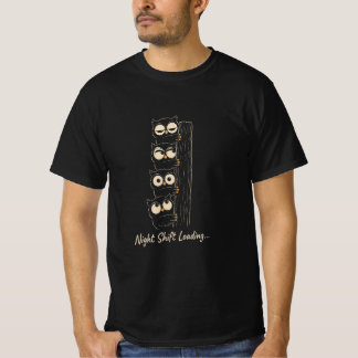 Nachtschicht lädt lustiges Eulen-T-Shirt mit süßem T-Shirt