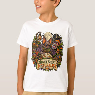 Nachtschicht Naturforscher Fledermaus Halloween T-Shirt