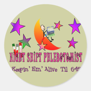 Nachtschicht Phlebotomist T - Shirts und Geschenke Runder Aufkleber