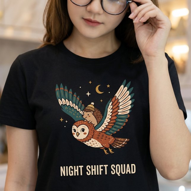 Nachtschicht-Team Eule Und Igel T-Shirt (Von Creator hochgeladen)
