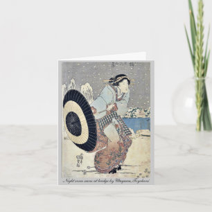 Nachtschneewelt auf der Brücke von Utagawa, Toyoku Karte